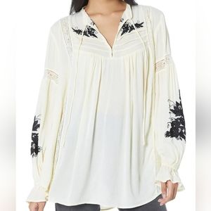 Free People Tusalossa Embroidered Top